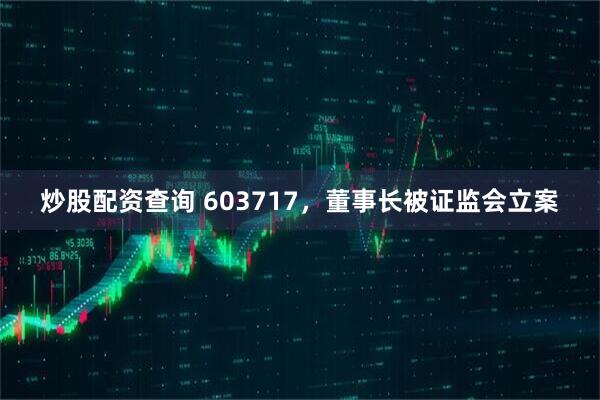 炒股配资查询 603717，董事长被证监会立案